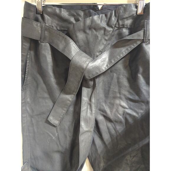 New AG Adriano Goldschmied Small Black Gerren Paperbag Tie Waist Split Hem Pants - Picture 5 of 5